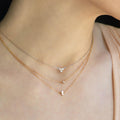 Reclaimed Sterling Silver and Round Diamond Necklace, 3 Diamonds