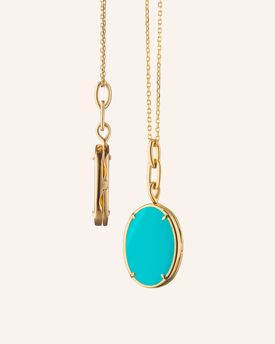 Elle Turquoise Stone Slim Locket Necklace