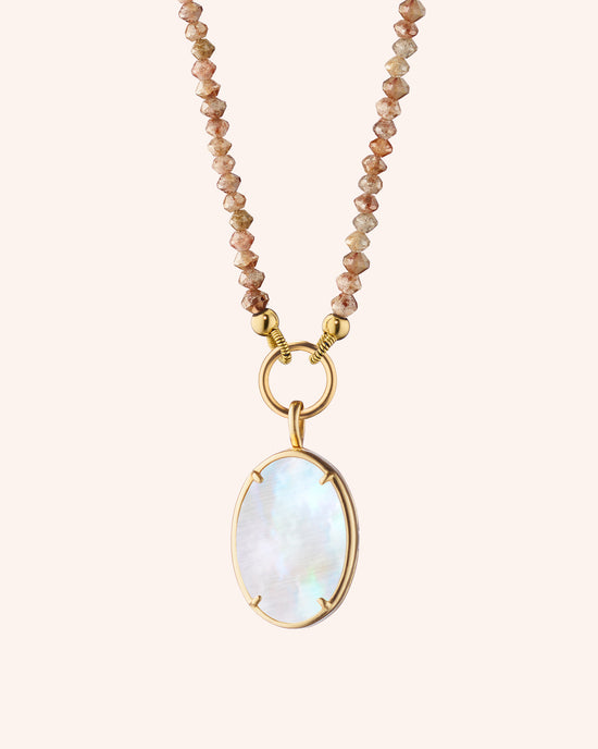 Elle Stone Slim 18K Yellow Gold Locket on Andalusite Necklace
