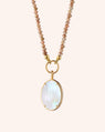 Elle Stone Slim 18K Yellow Gold Locket on Andalusite Necklace