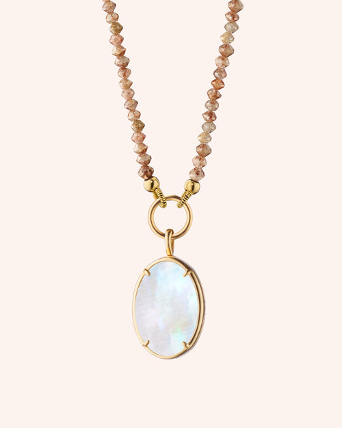 Elle Stone Slim 18K Yellow Gold Locket on Andalusite Necklace