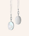 "Elle" Stone Slim 18K White Gold Locket Necklace