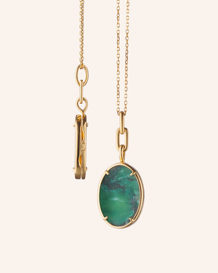 “Elle”  Aventurine Stone Slim Locket Necklace