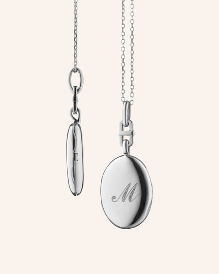 Slim Eve Sterling Silver Engraved Locket Necklace