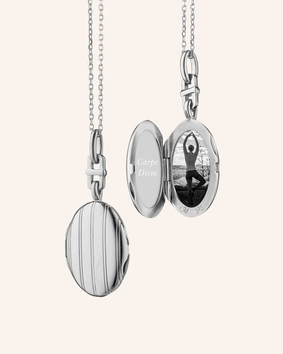 Slim Oval Pinstripe Eve Locket