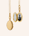 18K Yellow Gold Slim Oval Pinstripe Eve Locket