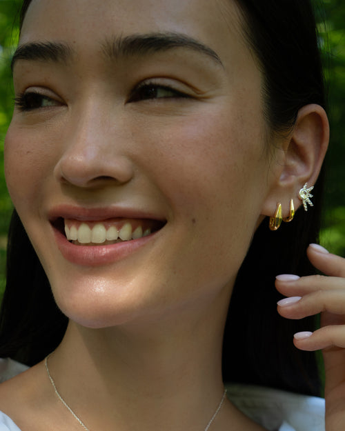Points of Light Earrings with White Topaz and White Sapphires and Points North Earrings