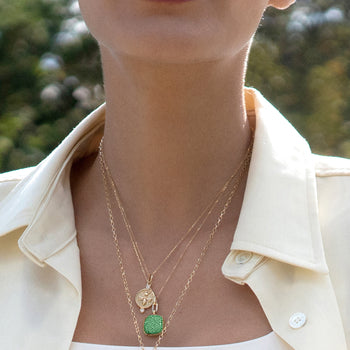 Slim Rae Locket Necklace with Emeralds
