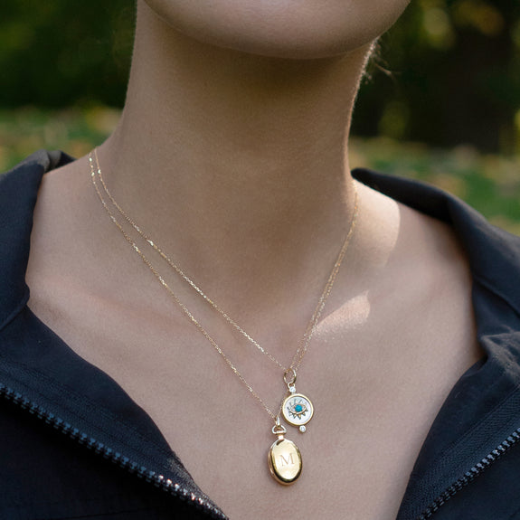 Vintage Enamel Initial Pendant Necklace | Valentine’s Gifts | Caitlyn Minimalist 18K Gold / N
