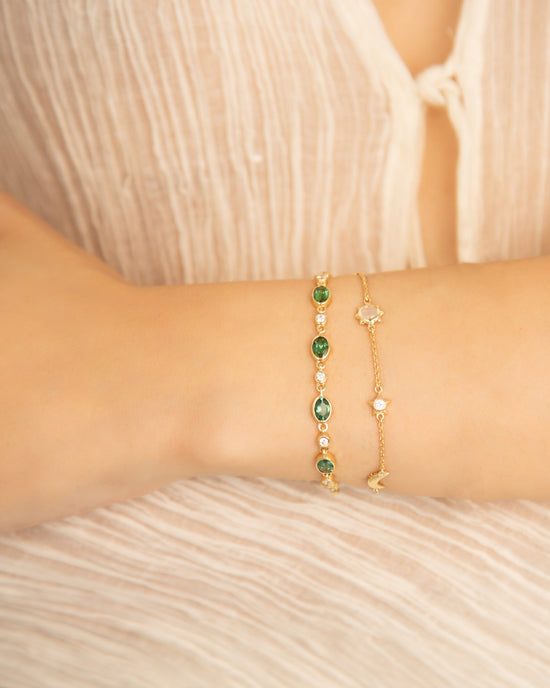 Green Tourmaline Tennis Bracelet in 18K Gold