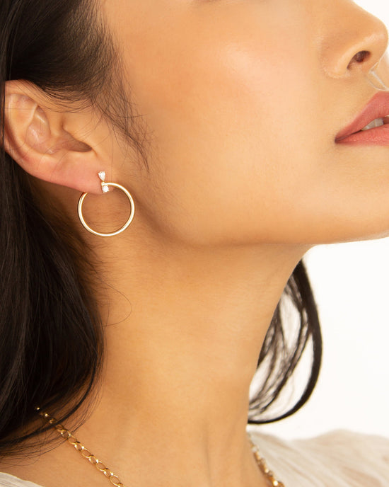 18K Yellow Gold Large Galaxy Wrap Hoop Earrings with Diamonds