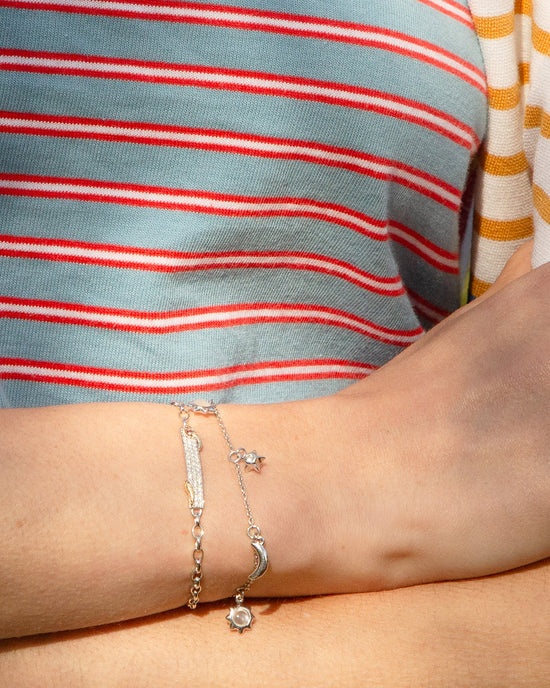Sun, Moon and Stars Dangling Sapphire and Moonstone Bracelet