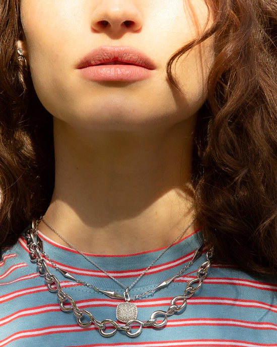 Slim Rae Locket Necklace with White Sapphires