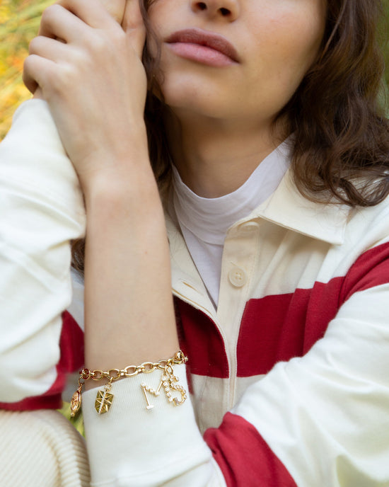 "Audrey" Link Charm Bracelet in 18k Yellow Gold