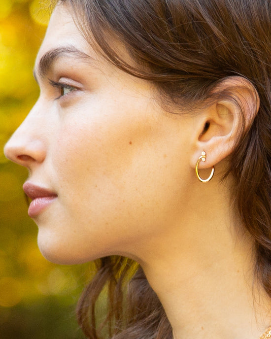 18K Gold Small Oval Galaxy Wrap Hoop Earrings with White Diamonds