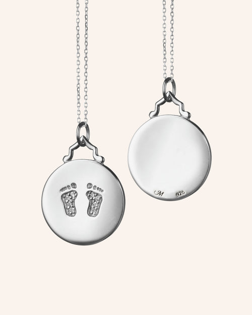 Small "Baby Feet" Necklace with White Sapphires