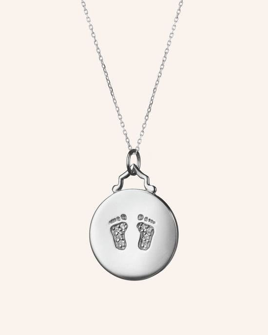 Small Sterling Silver "Baby" Charm Necklace with Sapphires