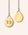 18k gold engravable baby feet necklace with diamonds on steel chain