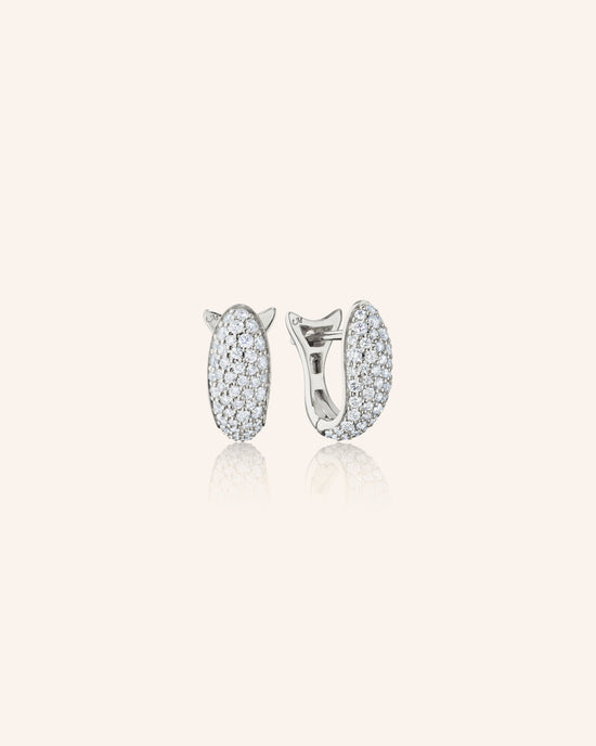 Sterling Silver Perseverance Pave Huggie Earrings