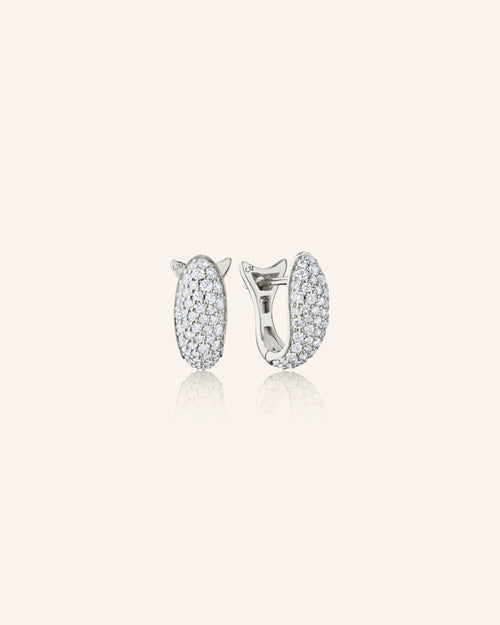Sterling Silver Perseverance Pave Huggie Earrings