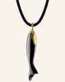 "Perseverance" Fish 18K Gold and Black Ceramic Necklace
