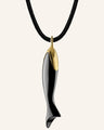 "Perseverance" Fish 18K Gold and Black Ceramic Necklace