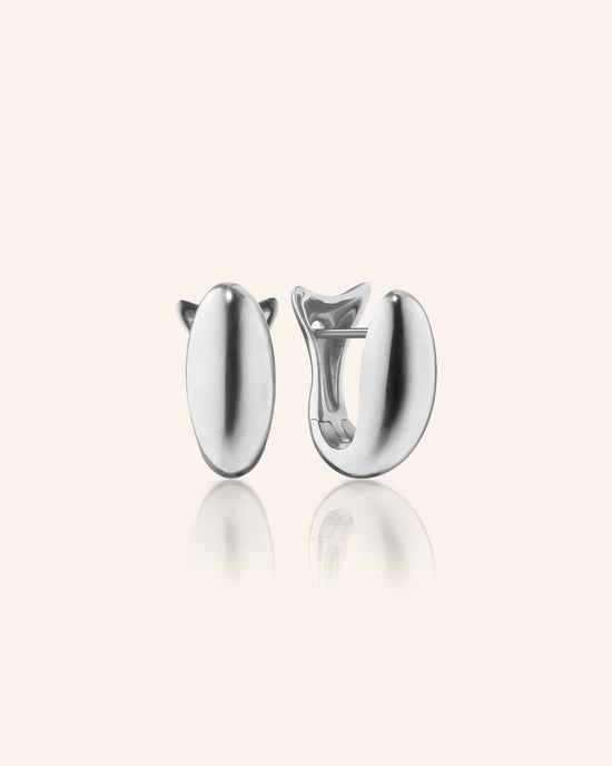 Sterling Silver Large Perseverance Sculptural Fish Huggie Earrings