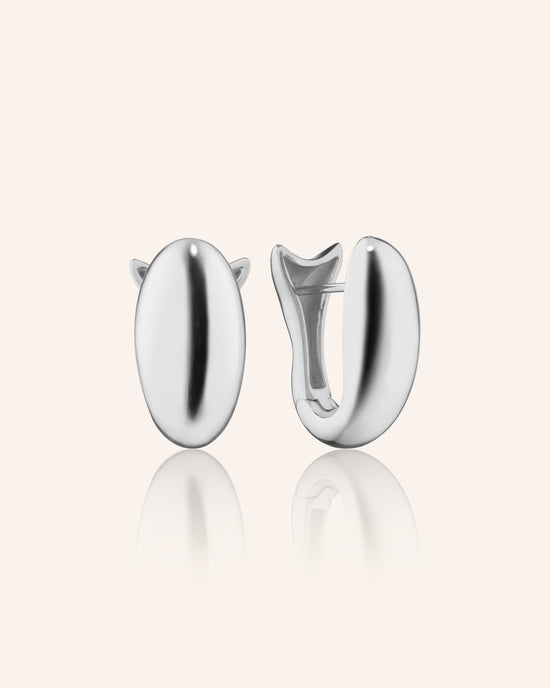 Sterling Silver Large Perseverance Sculptural Fish Huggie Earrings