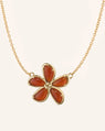 Love Flower 18K Gold Necklace with Carnelian Petals