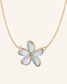 Love Flower 18K Gold Necklace with Blue Topaz