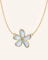 Love Flower 18K Gold Necklace with Blue Topaz