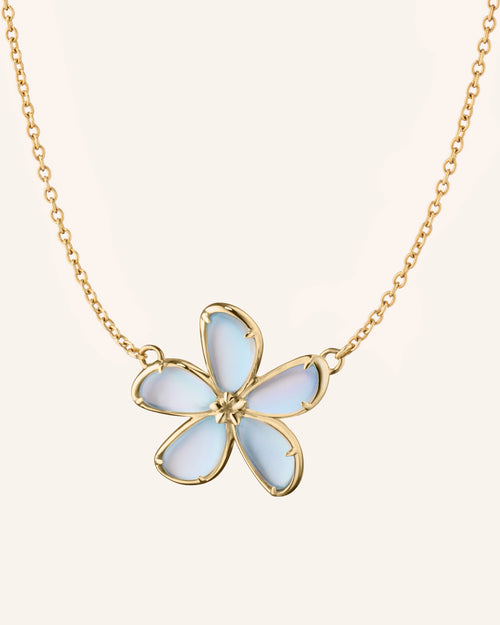 Love Flower 18K Gold Necklace with Blue Topaz