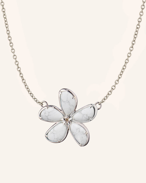 Love Flower Sterling Silver Necklace with Howlite