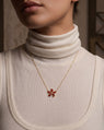 Love Flower 18K Gold Necklace with Carnelian Petals