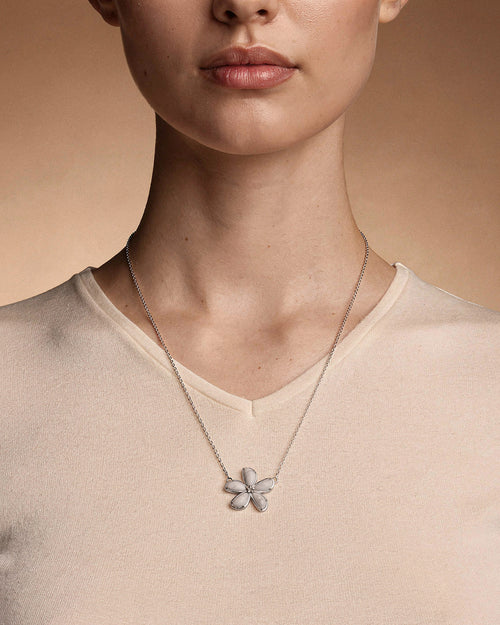 Love Flower Sterling Silver Necklace with Howlite