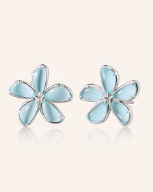 Blue Topaz Doublet Flower Stud Earrings