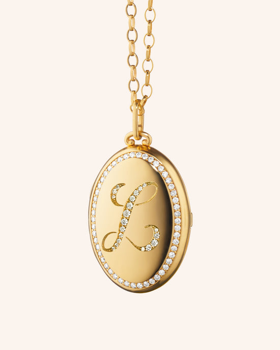 Custom Diamond Four Image Locket in Yellow Gold