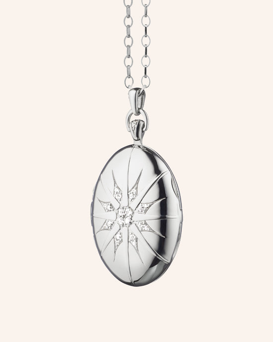 The Four Image Premier Locket with Star Burst in Sterling Silver