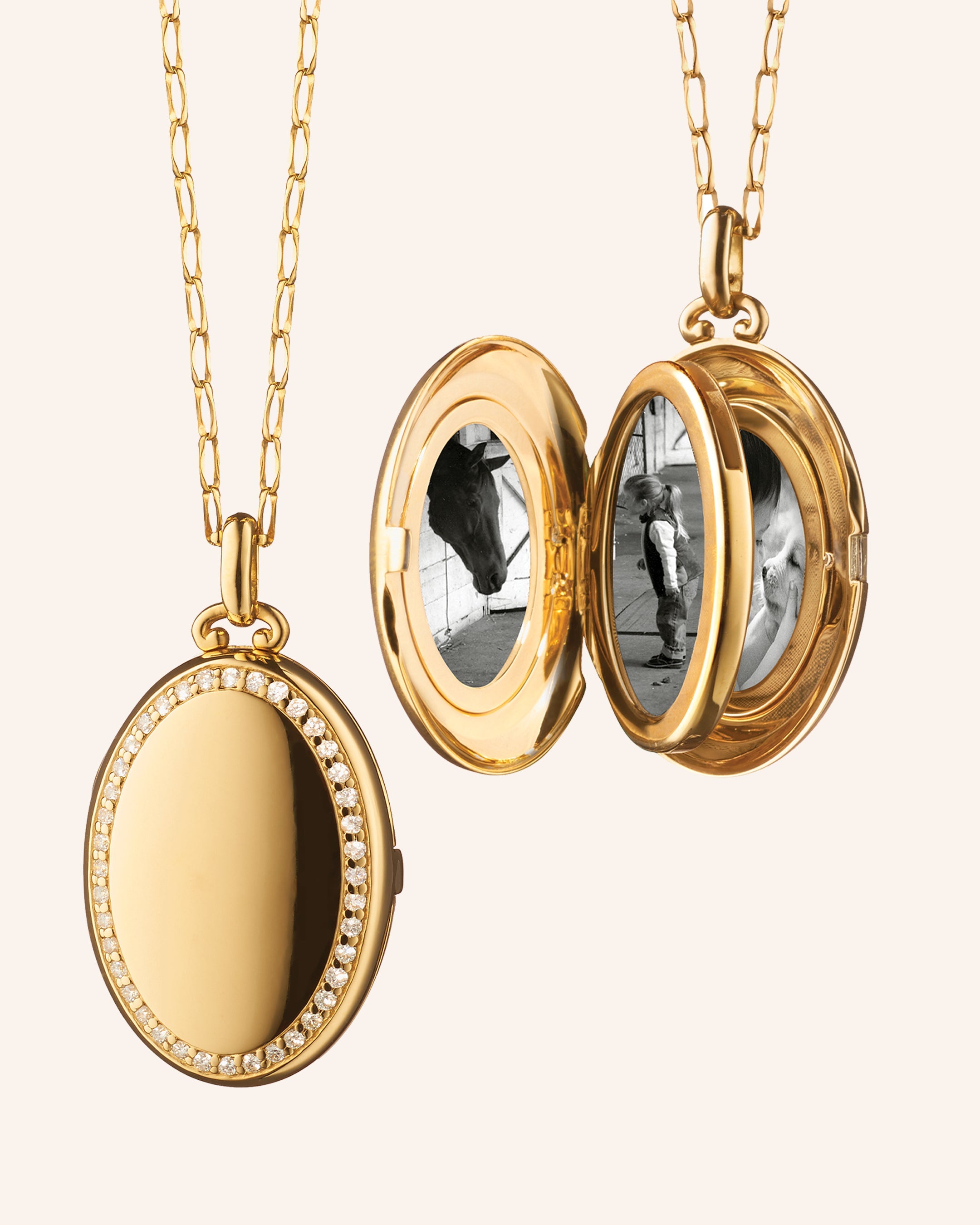 18K Gold & Diamond Border Photo Locket | Monica Rich Kosann