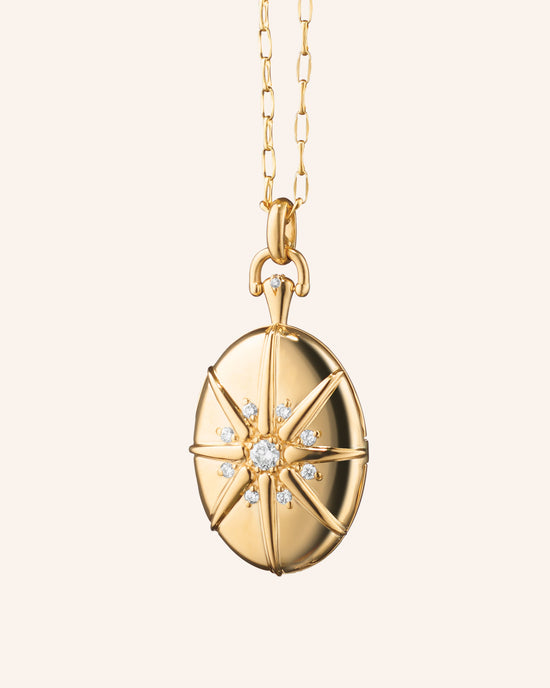 Four Image “Midi” 18K Gold Star Burst Locket Necklace