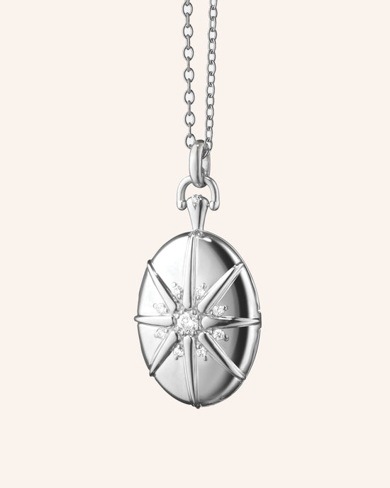 Four Image “Midi” Sterling Silver Star Burst Locket