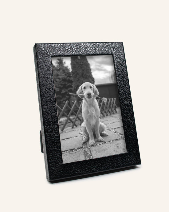 Black Pebbled Leather Frame