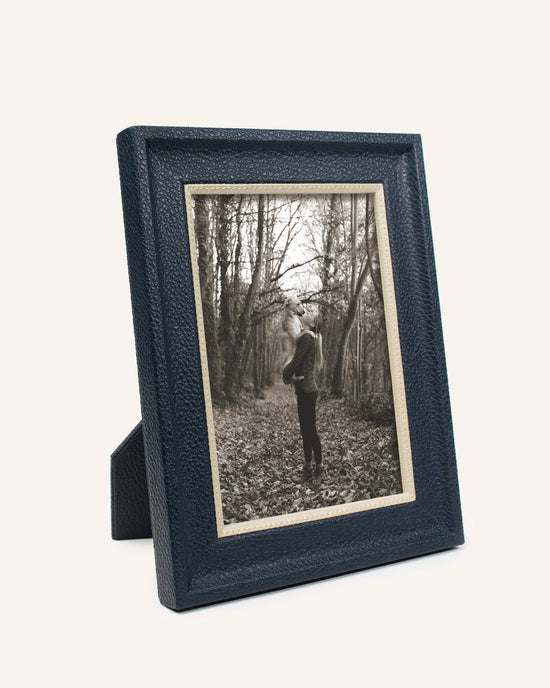 Navy Calfskin Frame with Cream Accent