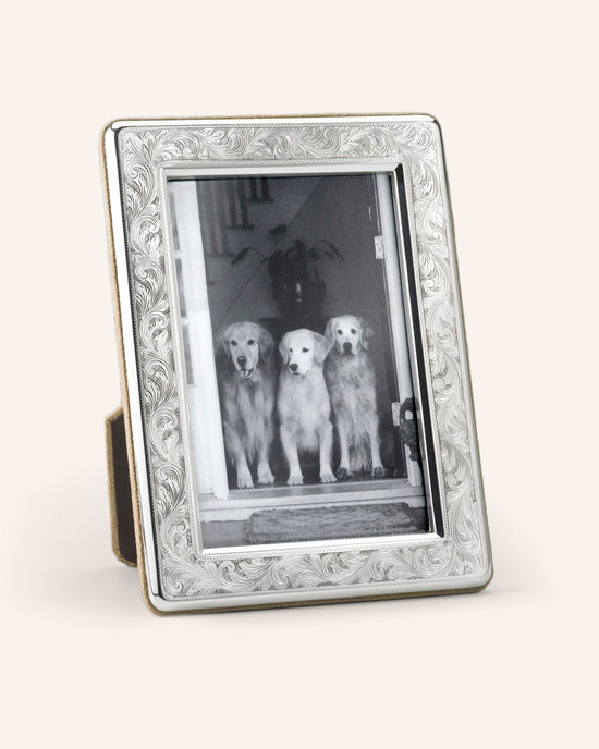 Sterling Silver Hand Engraved Scroll Frame