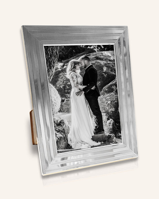 Dotted Pinstripe Silver Frame