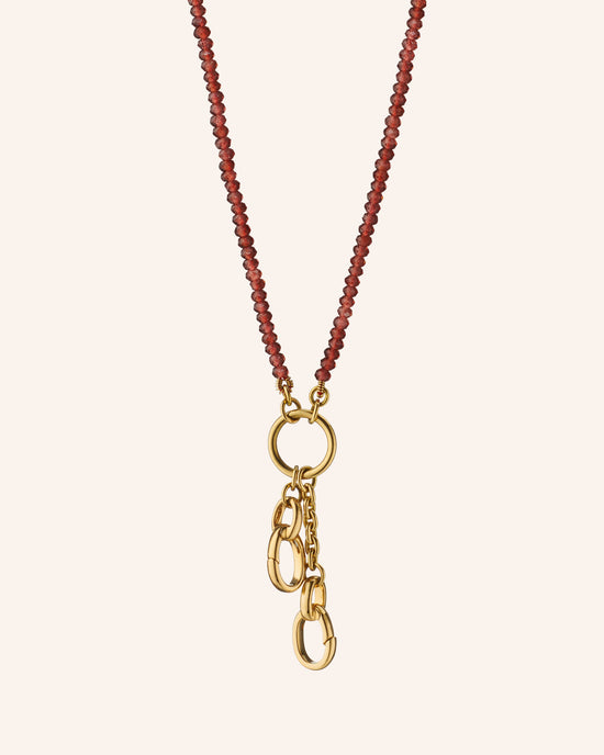 18 inch Design Your Own Garnet Charm Chain Necklace, 2 Charm Stations