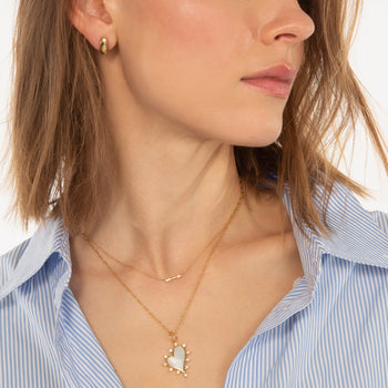 Mother of Pearl Heart Necklace with Diamonds