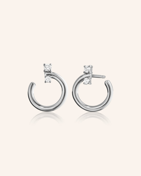 Sterling Silver Small Galaxy Wrap Hoop Earring with White Sapphires