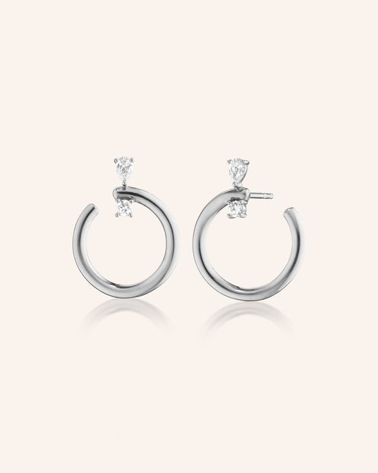 Sterling Silver Midi Galaxy Wrap Hoop Earrings with White Sapphires