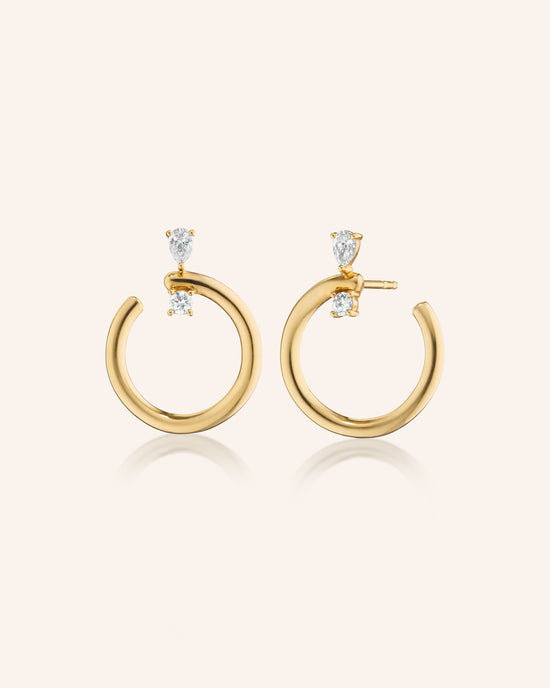18K Gold Midi Galaxy Wrap Hoop Earrings with Diamonds
